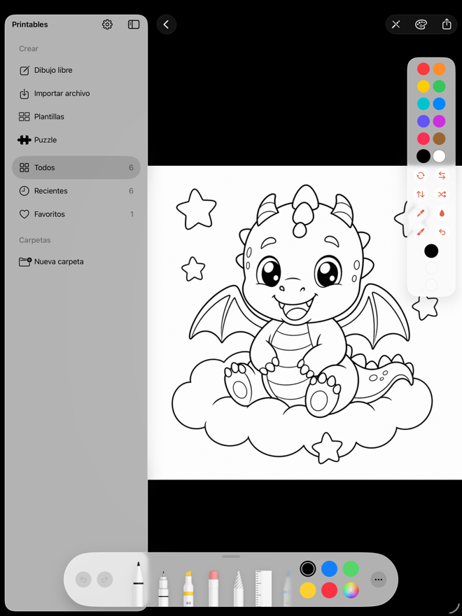 Editor de Printables con el selector de herramientas de PencilKit